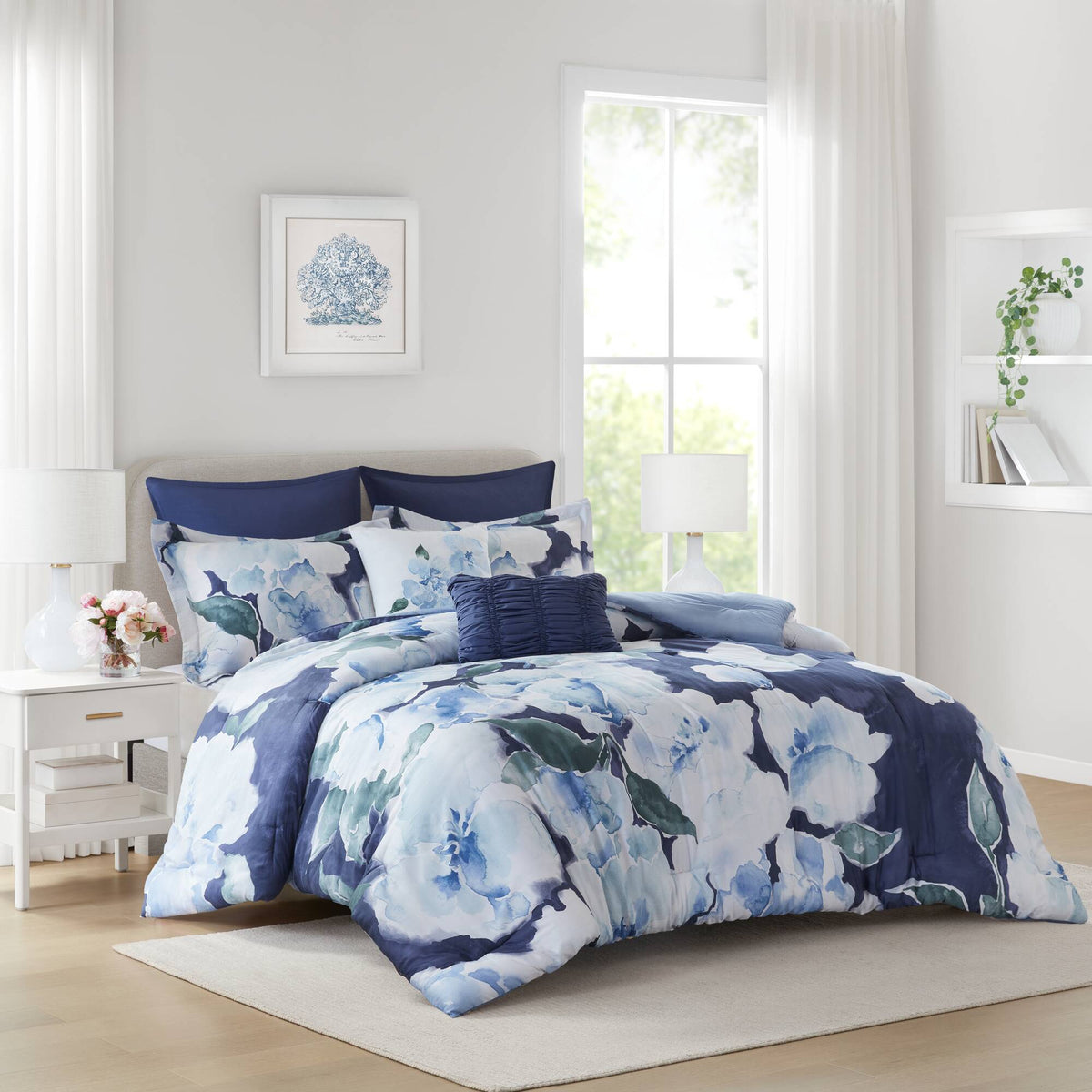 Shanti 7pcs Printed Comforter set - Blue