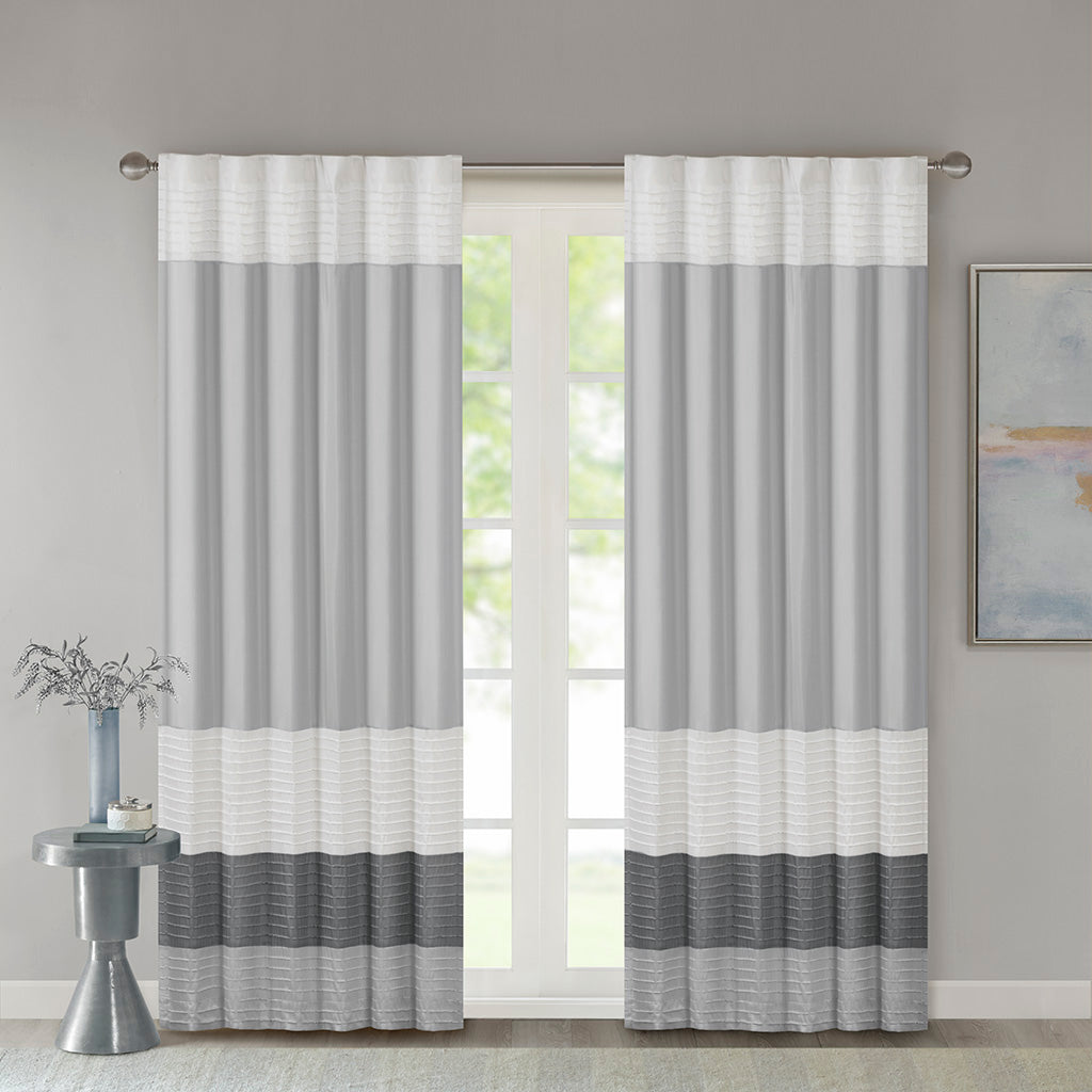 Amherst Polyoni Pintuck Curtain Panel - Grey