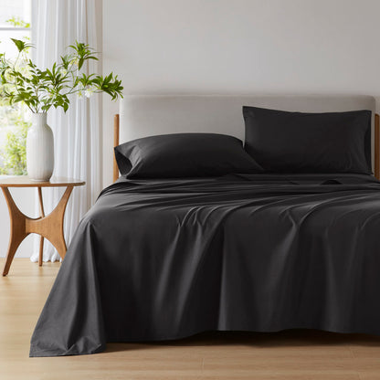 Cotton 144TC 100% Cotton Solid Sheet Set - Black