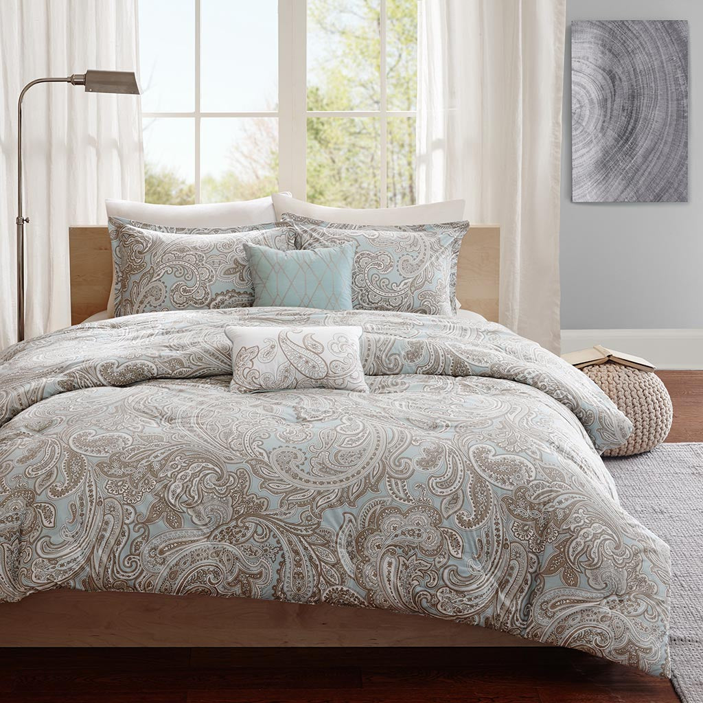 Ronan 5 Piece Cotton Comforter Set - Blue