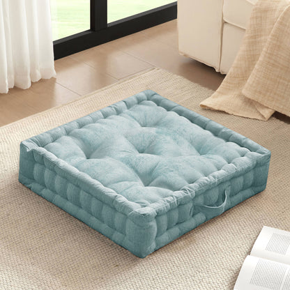 Azza Poly Chenille Square Floor Pillow Cushion - Aqua