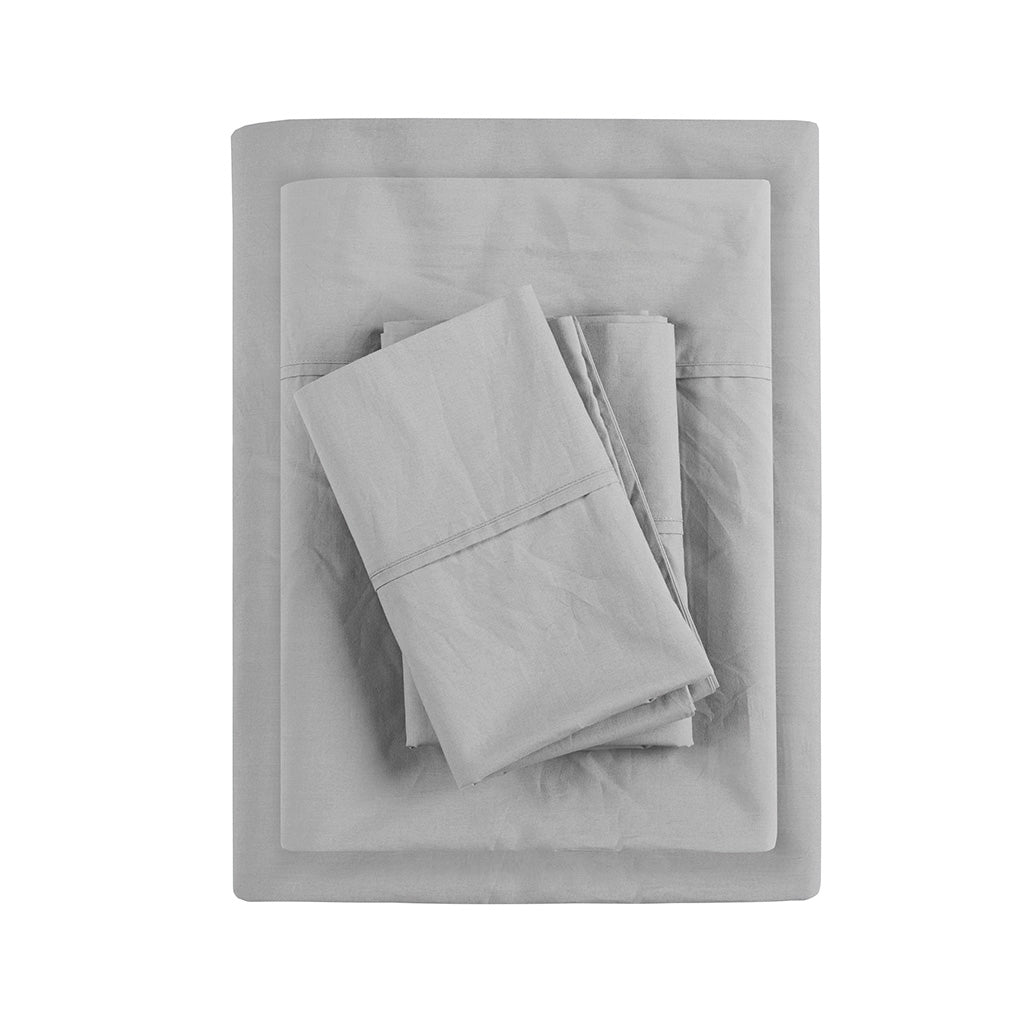 200 Thread Count Relaxed Cotton Percale Sheet Set - Grey