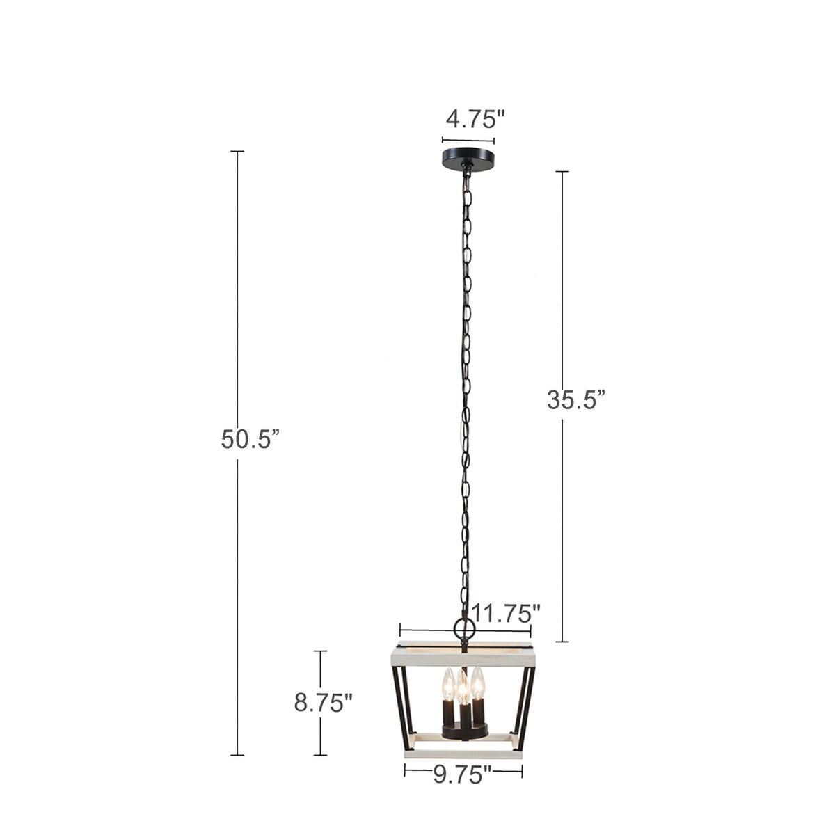 Adele Farmhouse Metal Pendant - White/Black