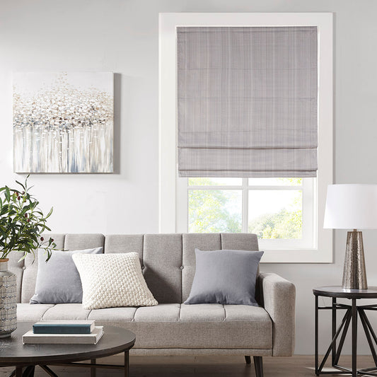 Galen Basketweave Cordless Roman Shade Collection - Grey