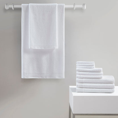 Big Bundle 100% Cotton Quick Dry 12 Piece Bath Towel Set - White