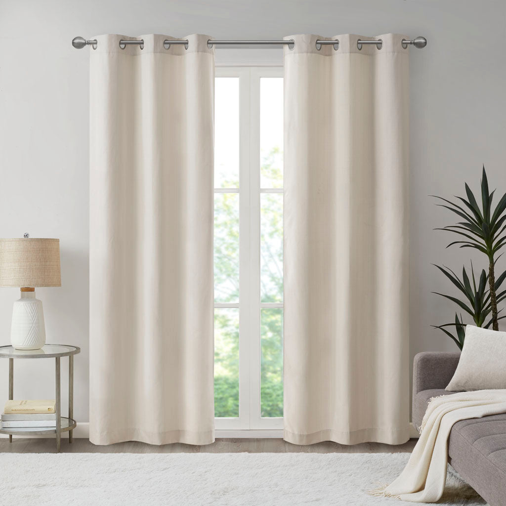 Galen Basketweave Room Darkening Curtain Panel Pair - Ivory