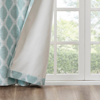 Blakesly Printed Ikat Blackout Curtain Panel - Aqua
