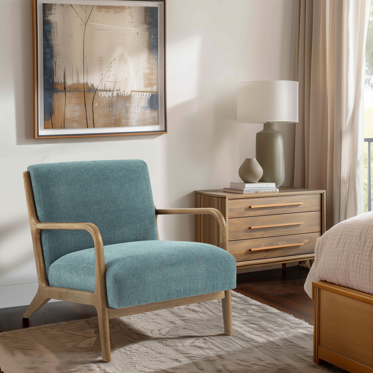Novak Mid-Century Modern Accent Armchair - Teal
