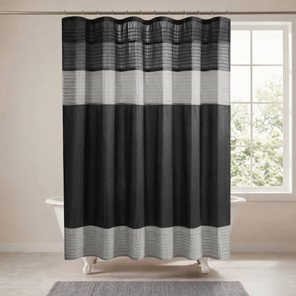 Amherst Faux Silk Shower Curtain - Black