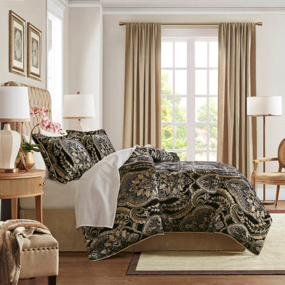 Julius 4 Piece Comforter Set - Black
