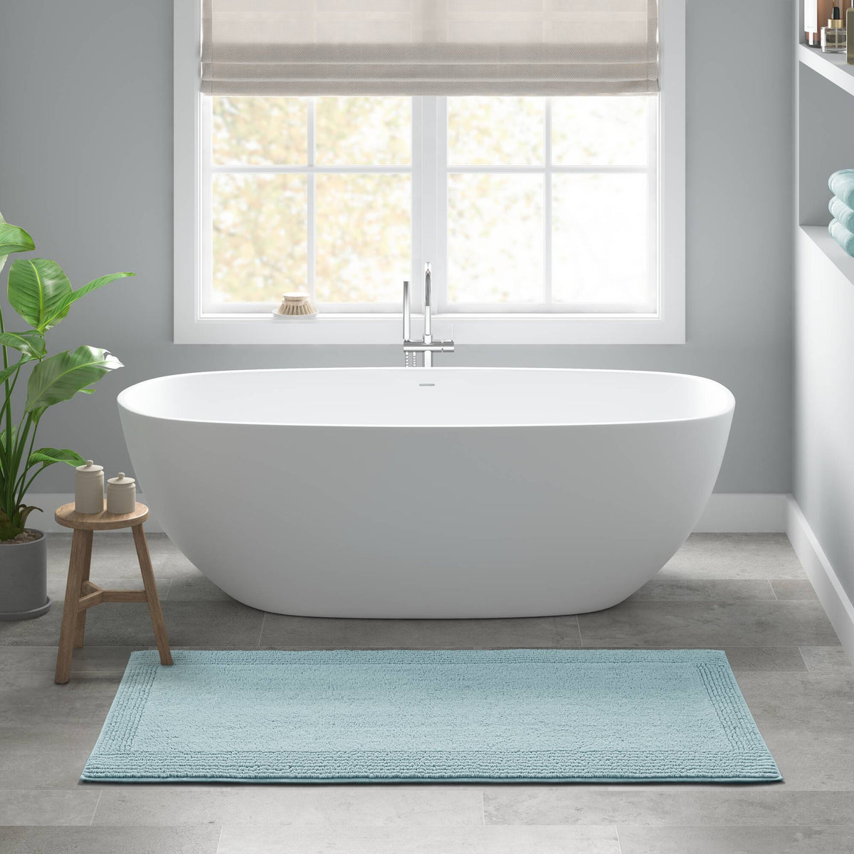 Splendor 100% Cotton Tufted 3000 GSM Reversible Bath Rug - Blue
