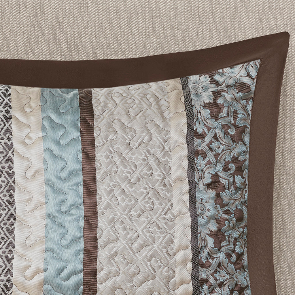 Princeton 5 Piece Reversible Jacquard Bedspread Set - Blue