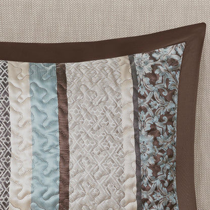 Princeton 5 Piece Reversible Jacquard Bedspread Set - Blue