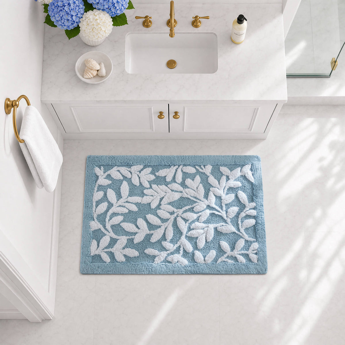 Serene Cotton Tufted Bath Rug - Blue