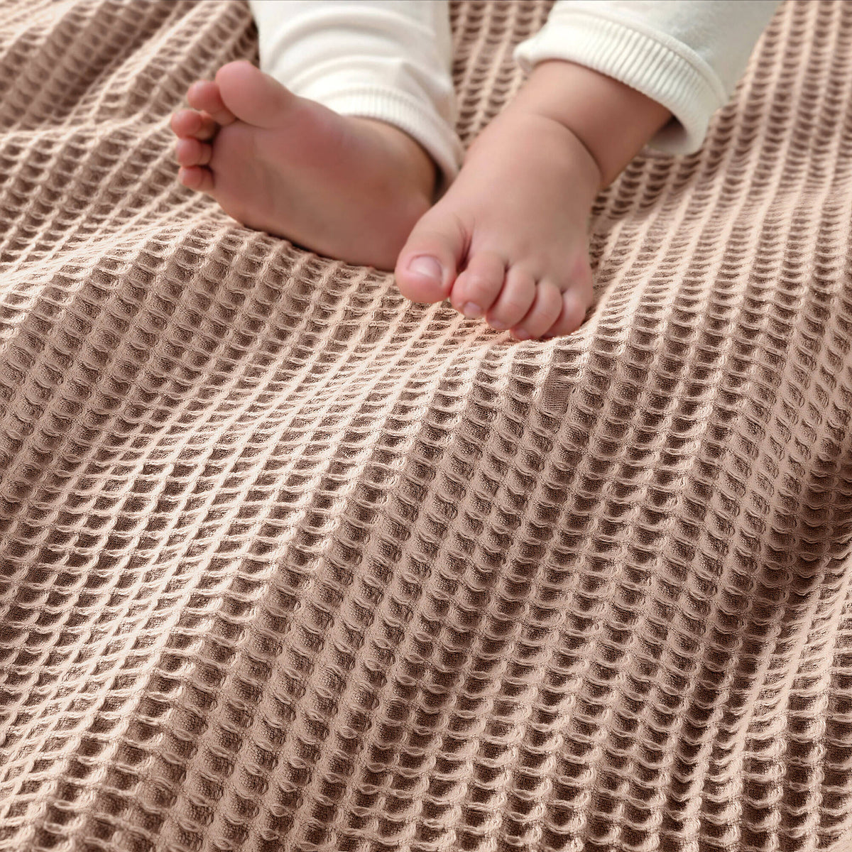 Waffle Weave Cotton Blanket - Mocha
