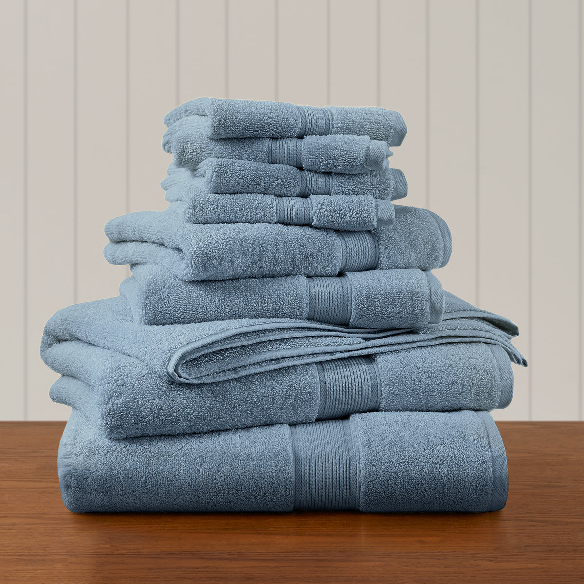 800GSM 100% Cotton 8 Piece Towel Set - Rain Washed