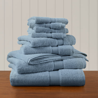 800GSM 100% Cotton 8 Piece Towel Set - Rain Washed