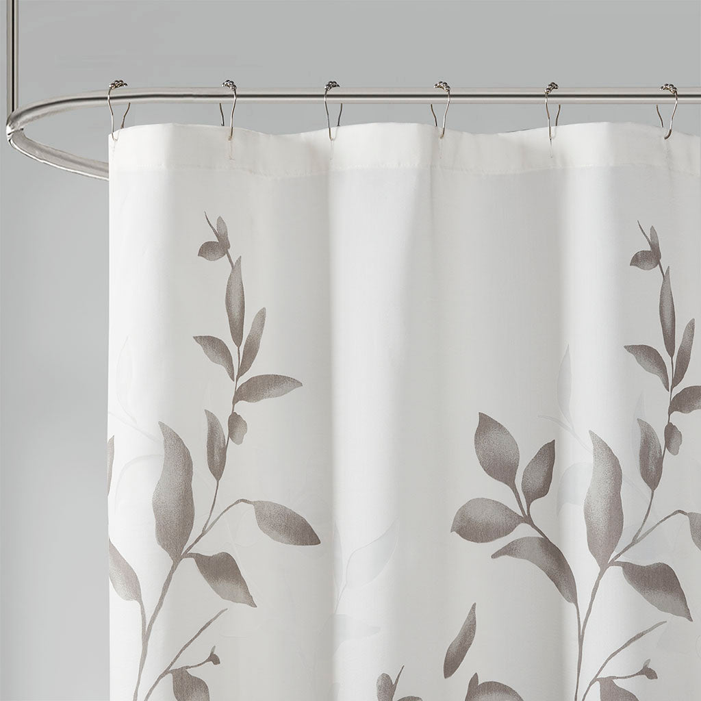 Cecily Burnout Printed Shower Curtain - Grey