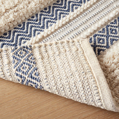 Asher Woven Texture Stripe Bath Rug - Navy