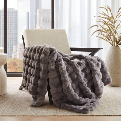 Vivienne Faux Fur Throw - Bubble Charcoal