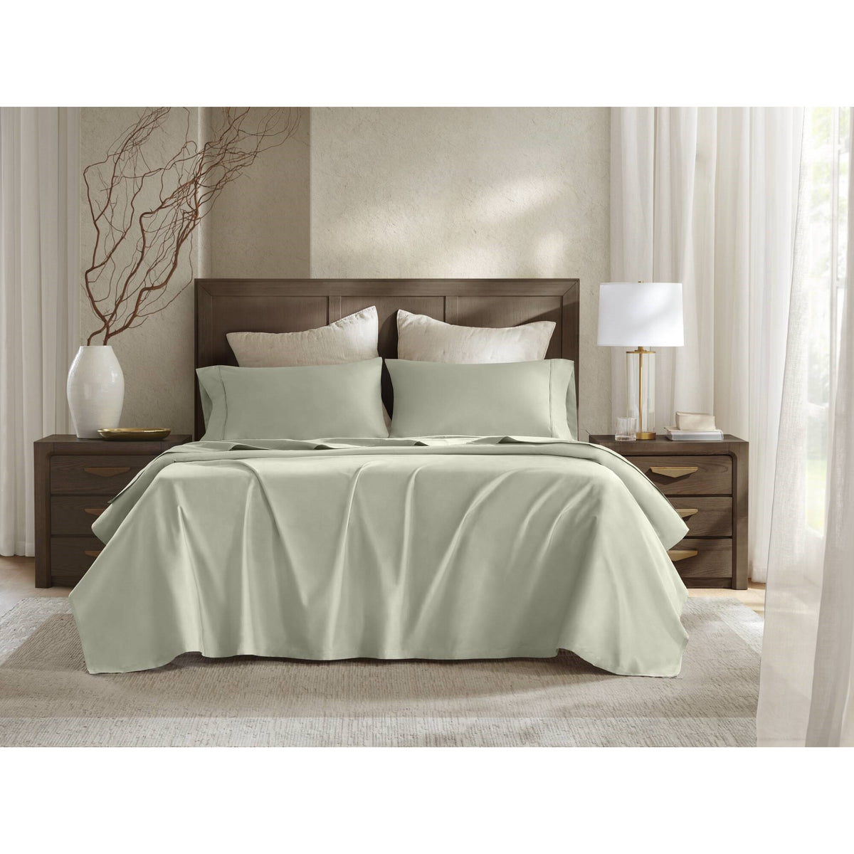 100% Egyptian Cotton Sateen Sheet Set - Sage