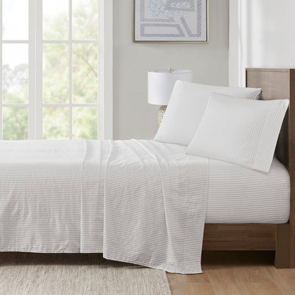 200 Thread Count Printed Cotton Sheet Set - Grey Stripe