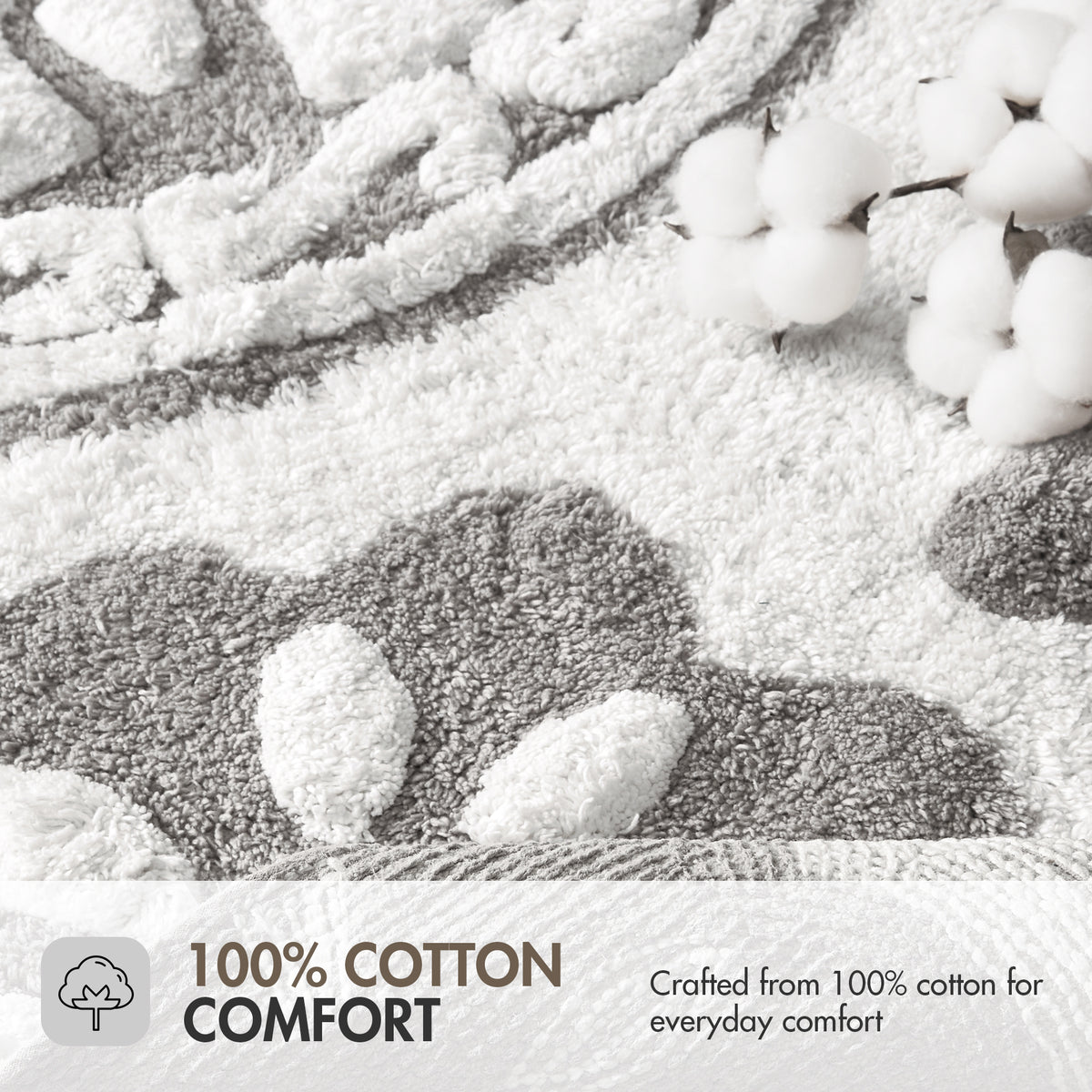 Casablanca Medallion Cotton Tufted Bath Rug - Grey