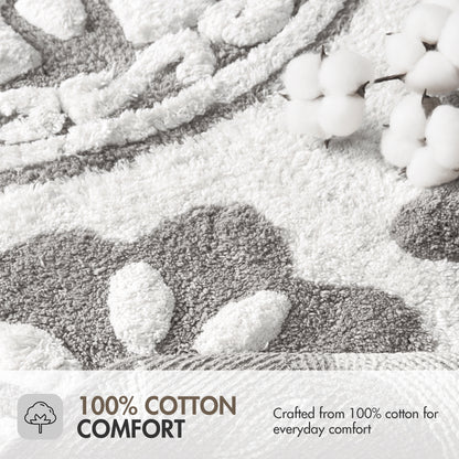 Casablanca Medallion Cotton Tufted Bath Rug - Grey