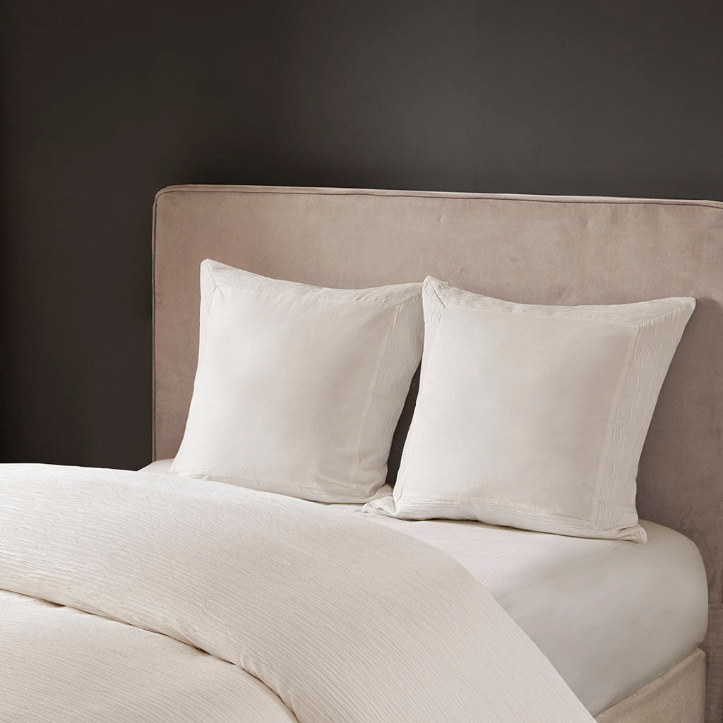 Hanae Cotton Blend Yarn Dyed Euro Sham - White