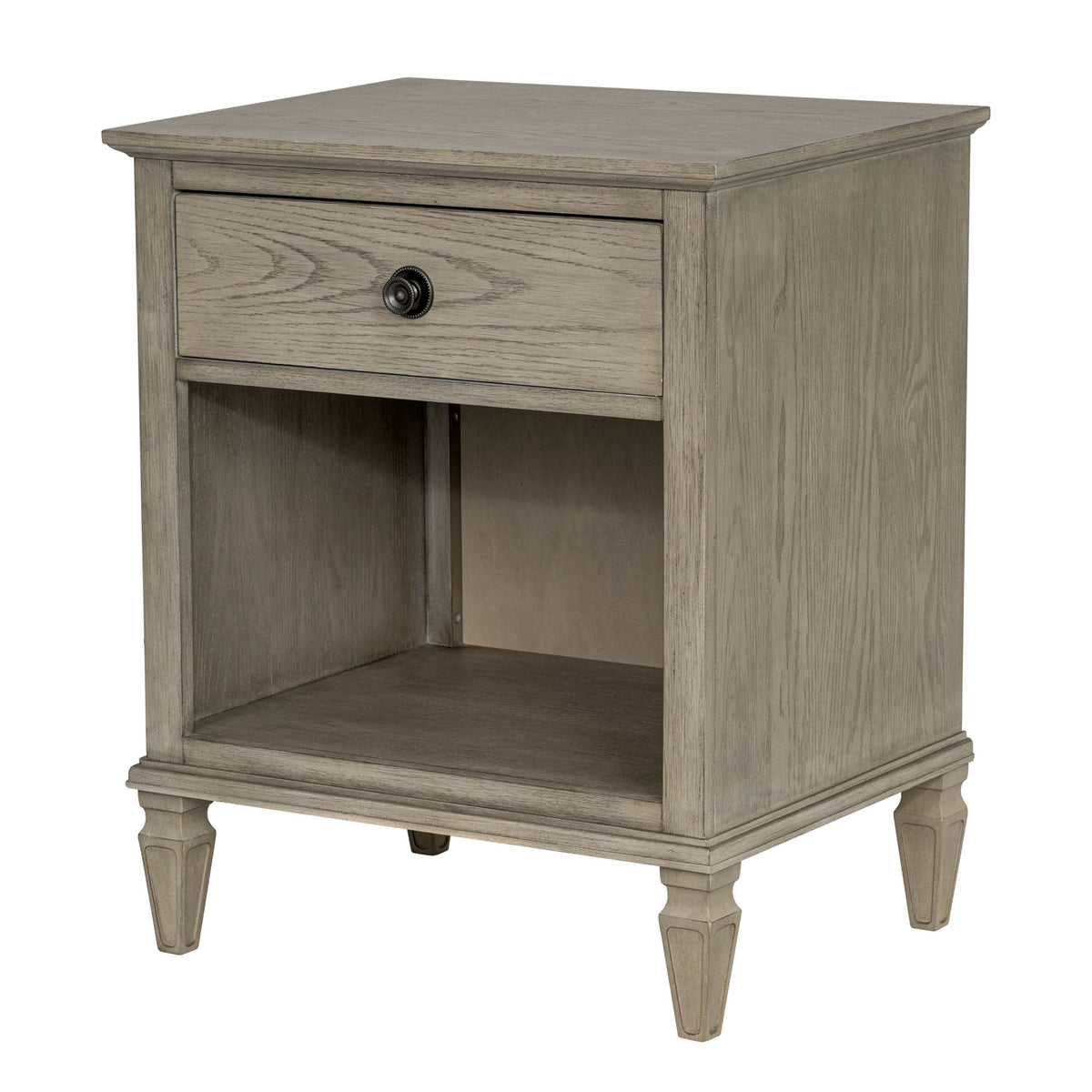 Victoria one-drawer wood nightstand with shelf - Reclaimed Grey