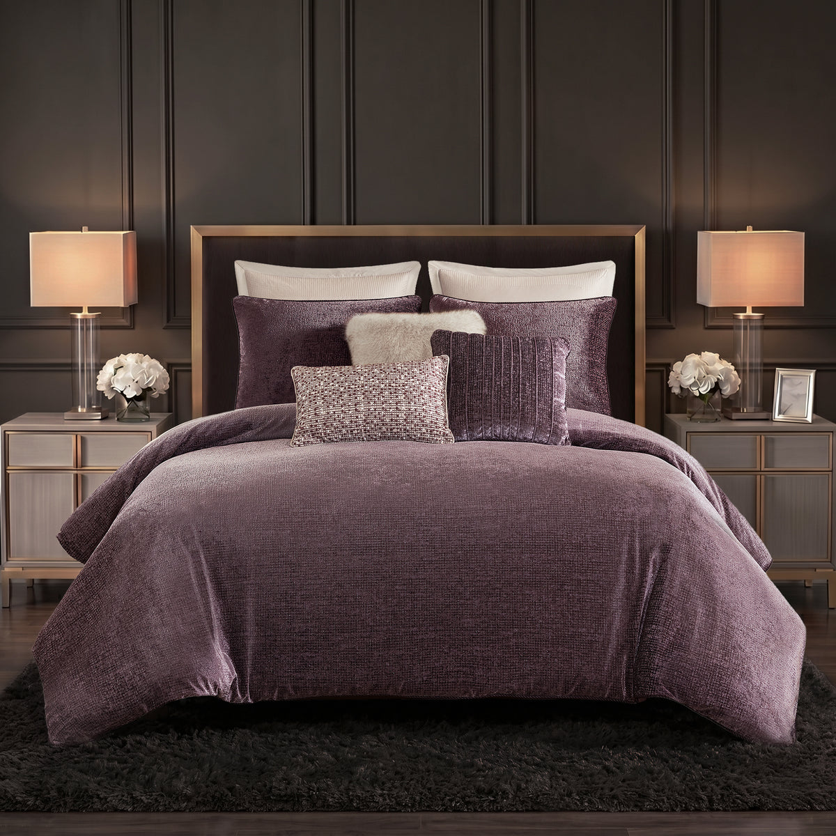 Sterling Jacquard Collection Oversized Duvet Style Comforter Set - Mauve