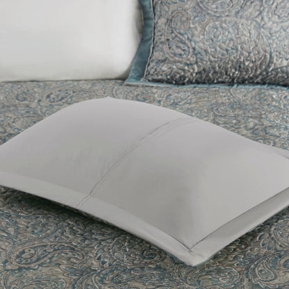 Aubrey 5 Piece Jacquard Bedspread Set with Throw Pillows - Teal