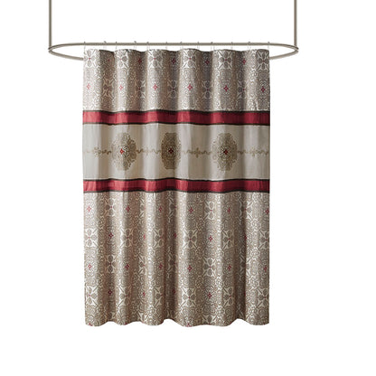 Donovan Embroidered Shower Curtain - Red