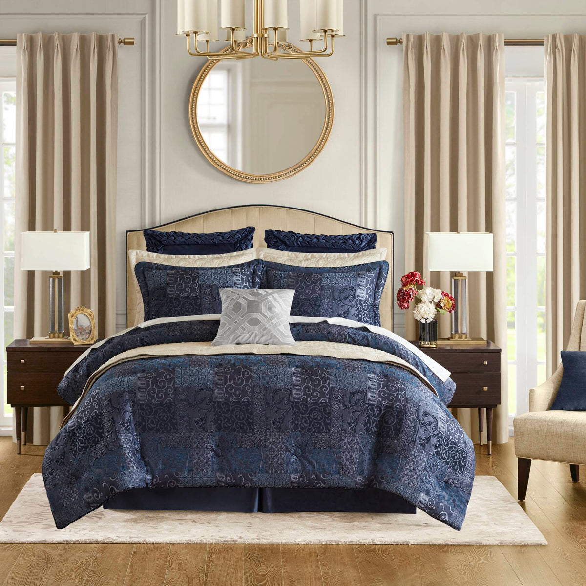 Galleria 4 Piece Comforter Set - Navy