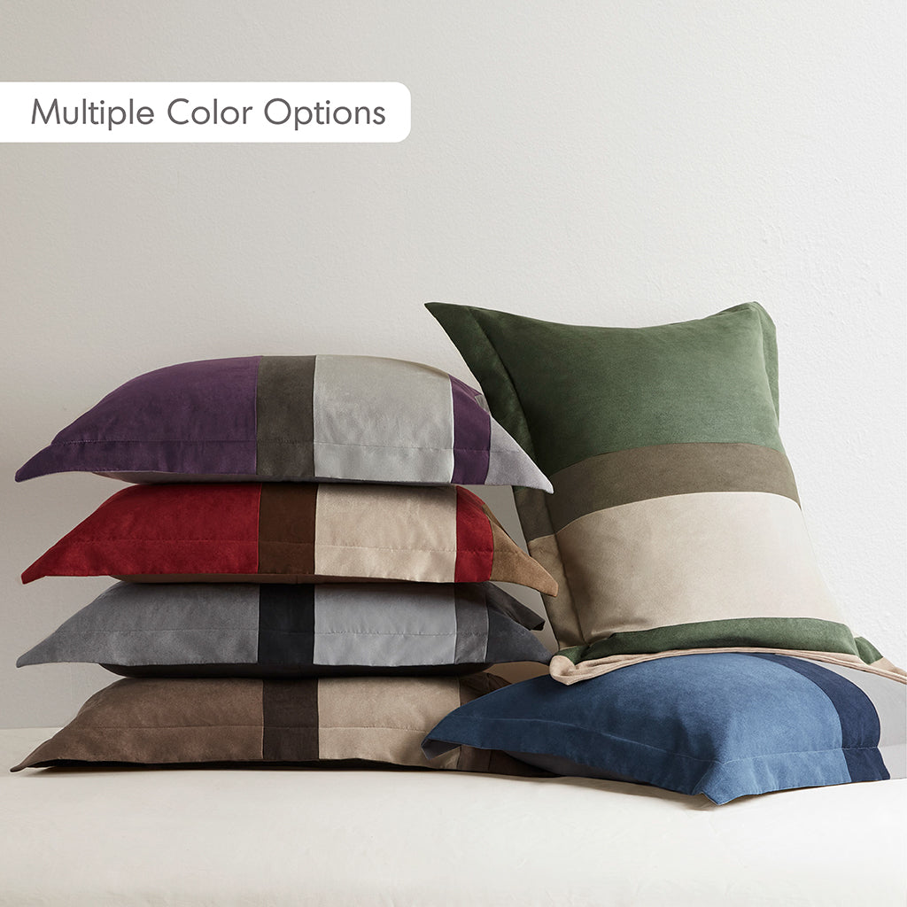 Highland Stripe Pieced Faux Suede Comforter Set - Green