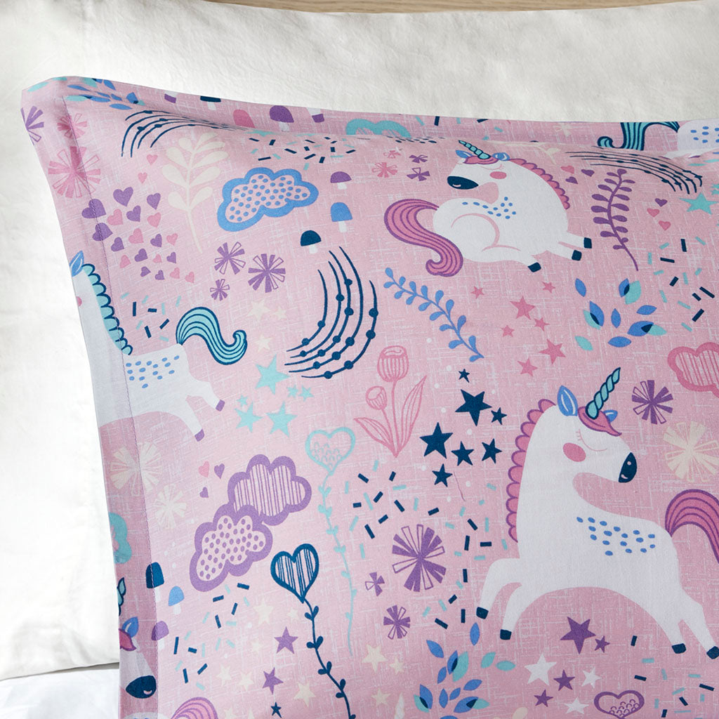 Lola Unicorn Cotton Comforter Set - Pink