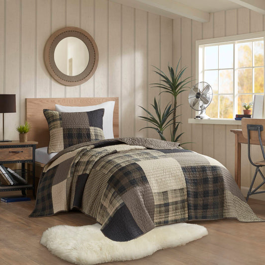 Winter Hills Oversized Cotton Quilt Set - Tan