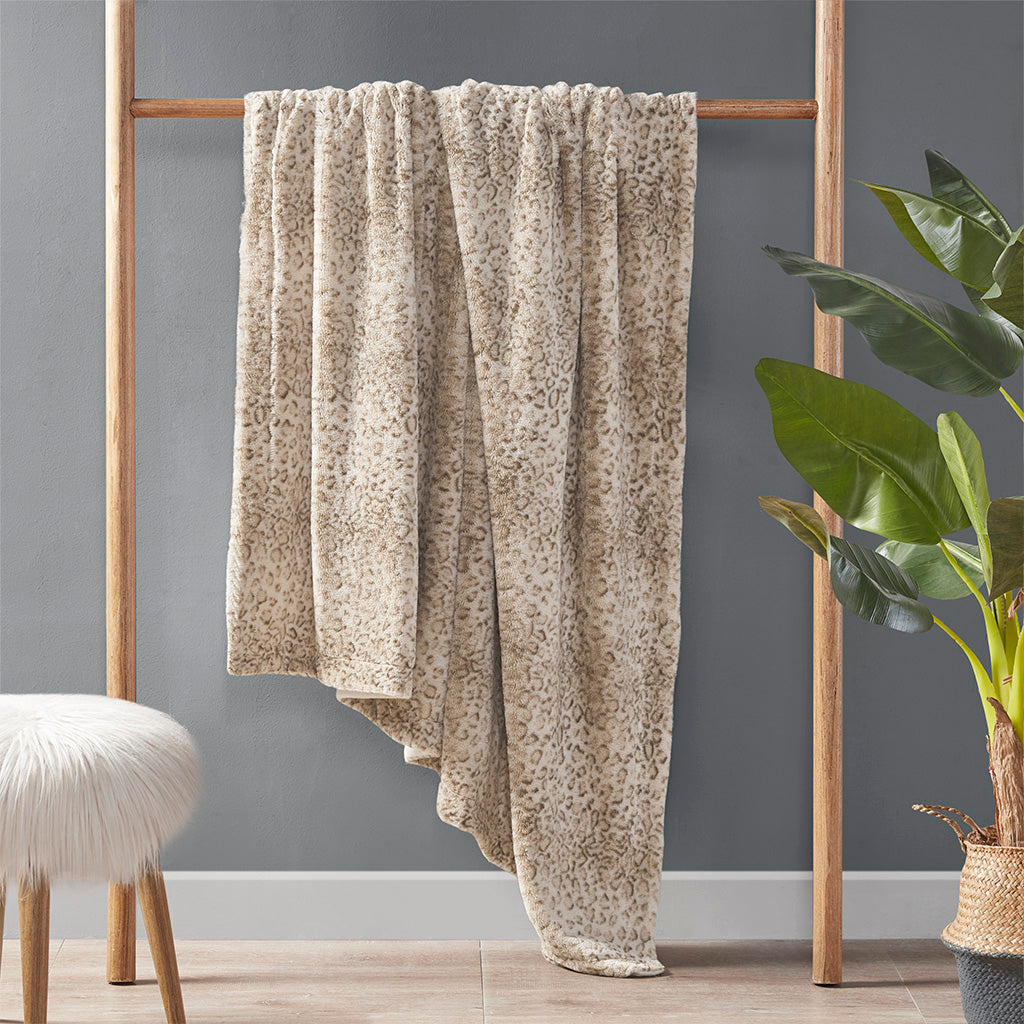 Zuri Oversized Faux Fur Throw - Leopard