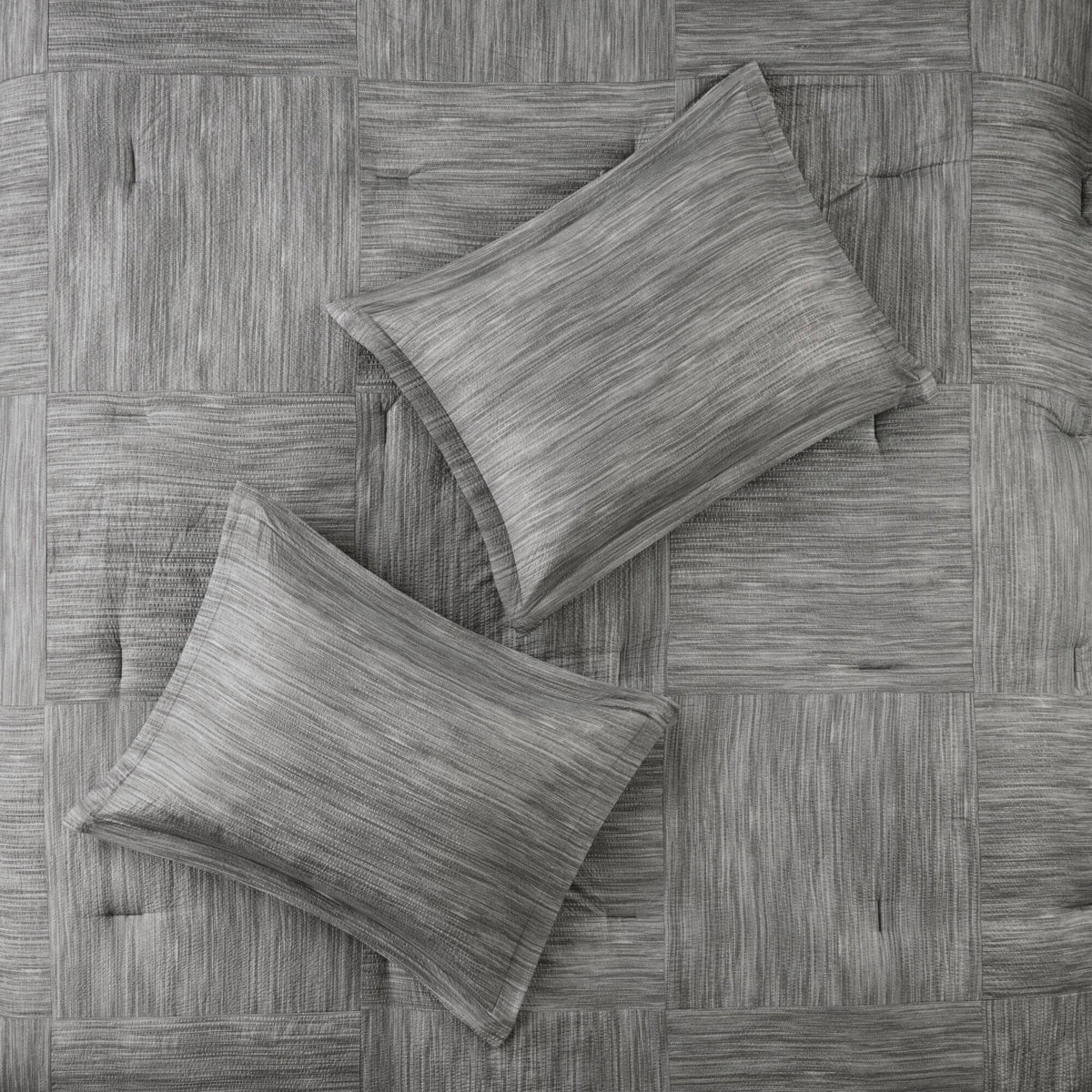 Walter 7 Piece Printed Seersucker Comforter Set - Grey