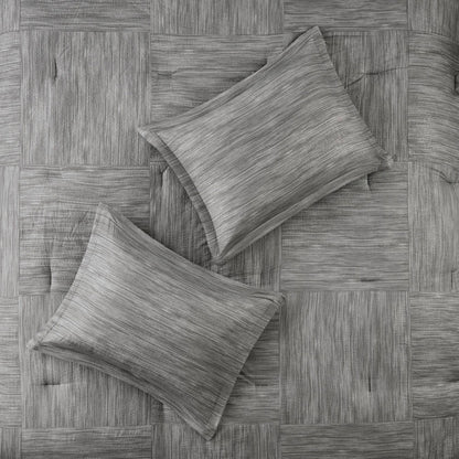 Walter 7 Piece Printed Seersucker Comforter Set - Grey
