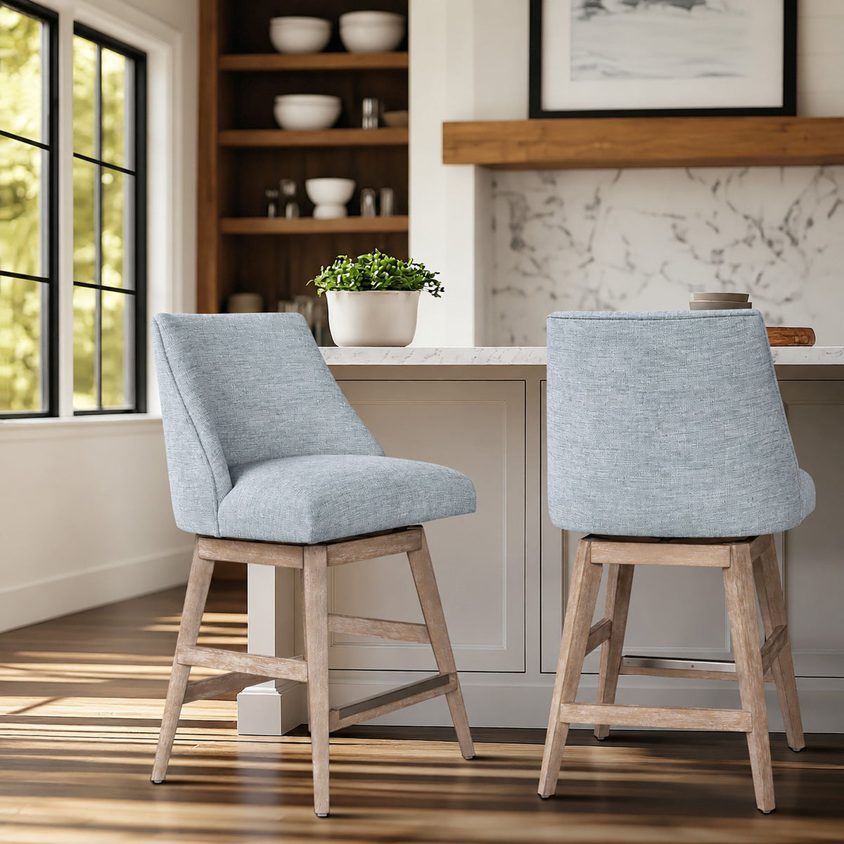 Winfield Swivel Counter Stool - Light Blue