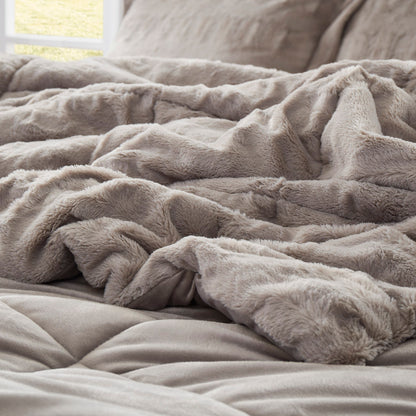 Gia Faux Fur Comforter Mini Set - Gray