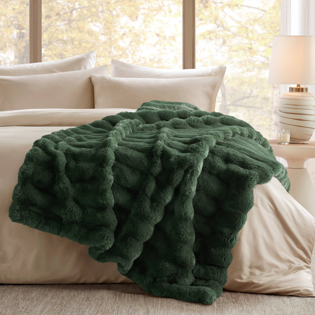 Vivienne Faux Fur Throw - Channel Green