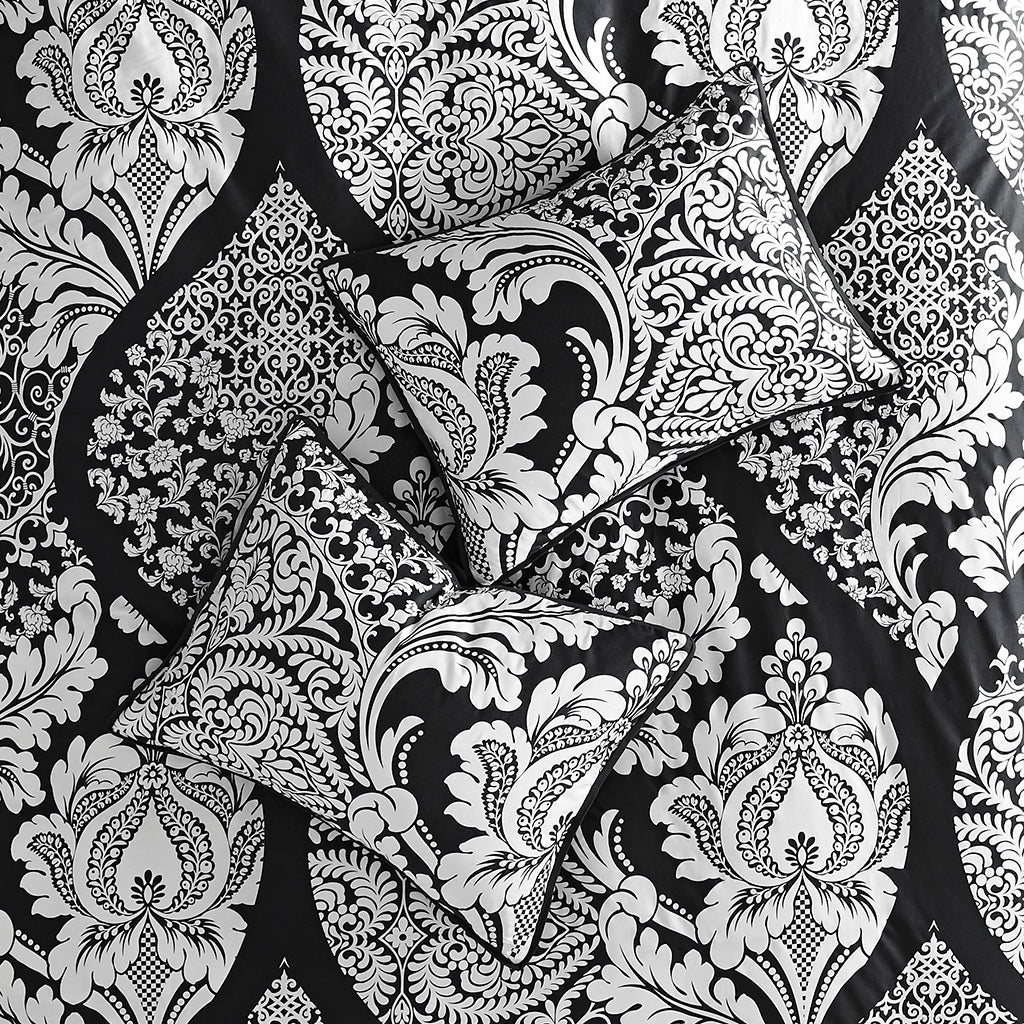 Vienna 7 Piece Cotton Printed Comforter Set - Black