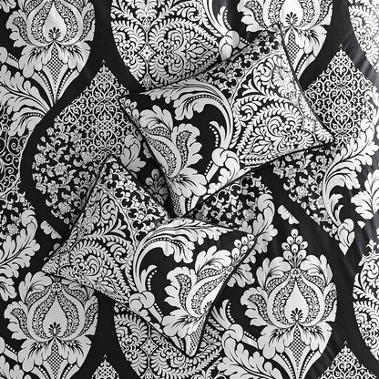 Vienna 7 Piece Cotton Printed Comforter Set - Black