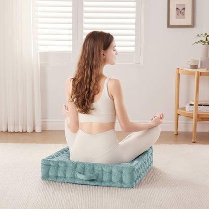Azza Poly Chenille Square Floor Pillow Cushion - Aqua