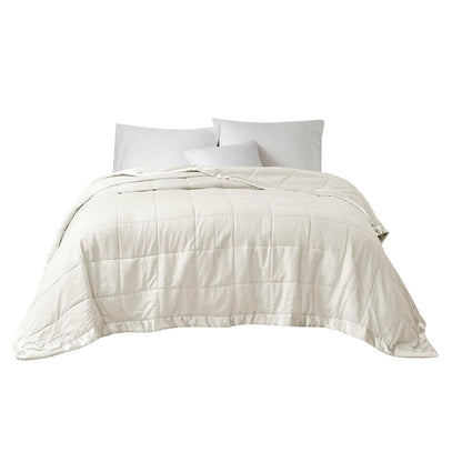 Cambria Oversized Down Alternative Blanket with Satin Trim - Ivory