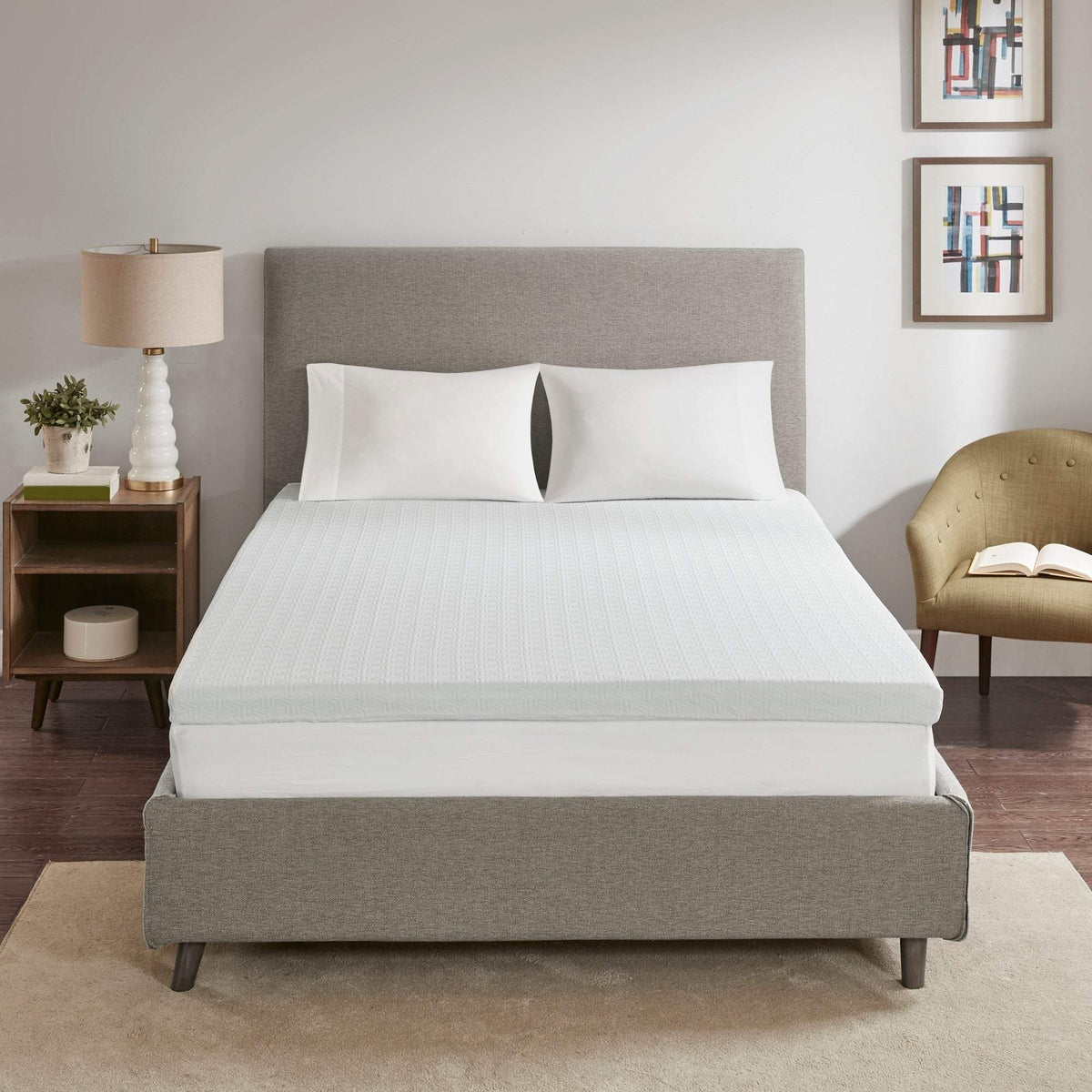 3" Gel Memory Foam with 3M Cover White Mattress Topper Mattress Topper By Olliix/JLA HOME (E & E Co., Ltd)