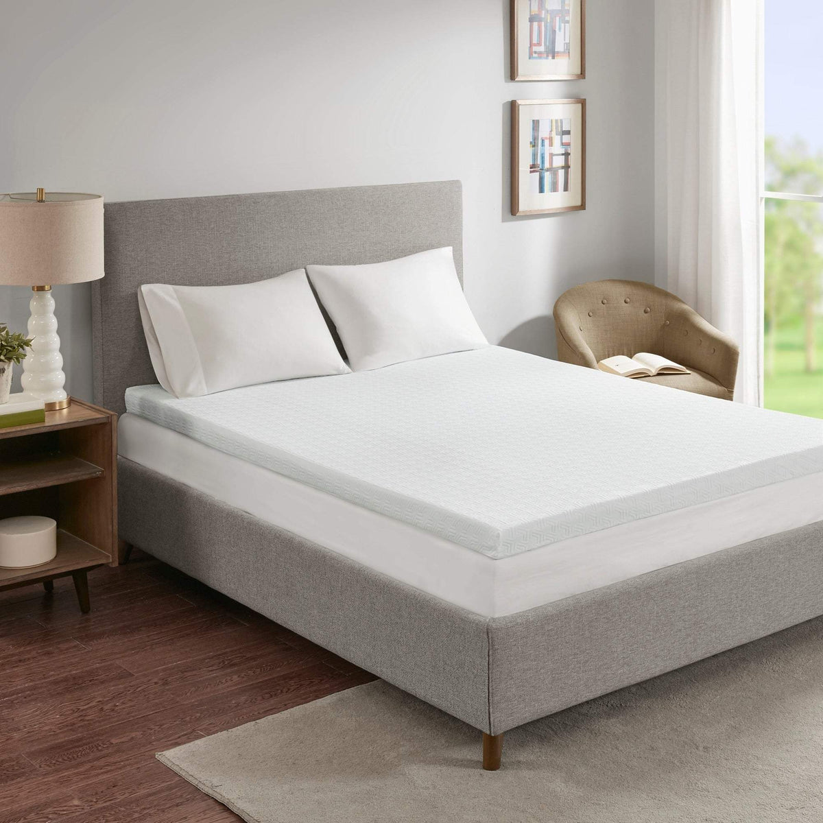 3" Gel Memory Foam with 3M Cover White Mattress Topper Mattress Topper By Olliix/JLA HOME (E & E Co., Ltd)