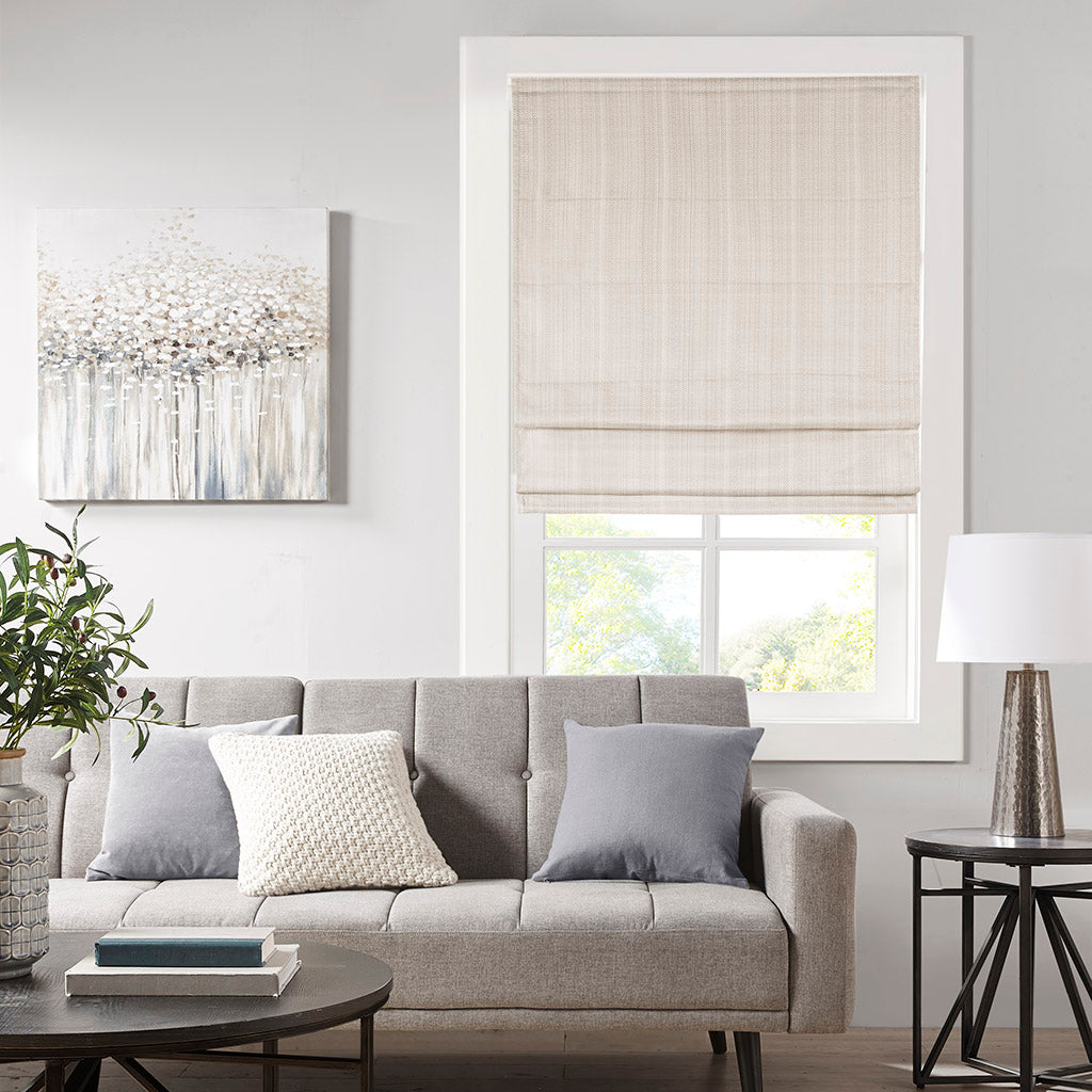 Galen Basketweave Cordless Roman Shade Collection - Ivory